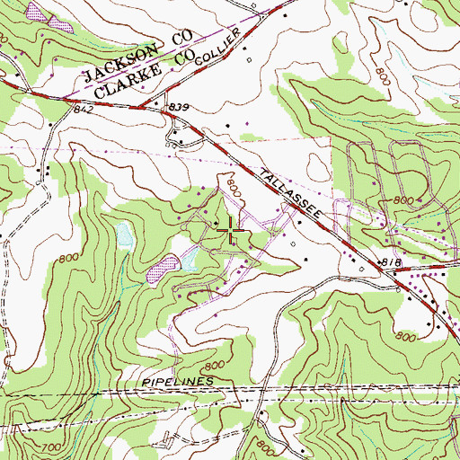 Topographic Map of Tallassee Estates, GA