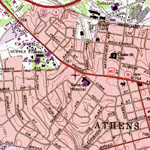 Topographic Map of Talmadge Heights Baptist Church, GA