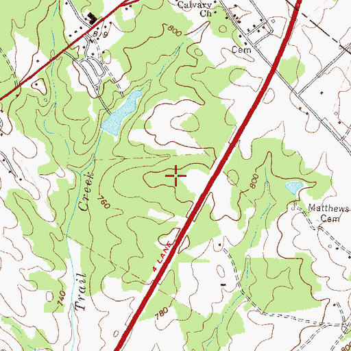 Topographic Map of Trail Creek Estates Mobile Home Park, GA