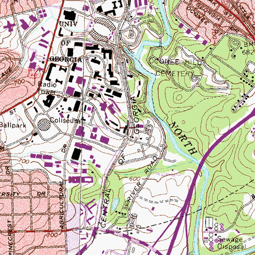 Topographic Map of Tucker Hall, GA