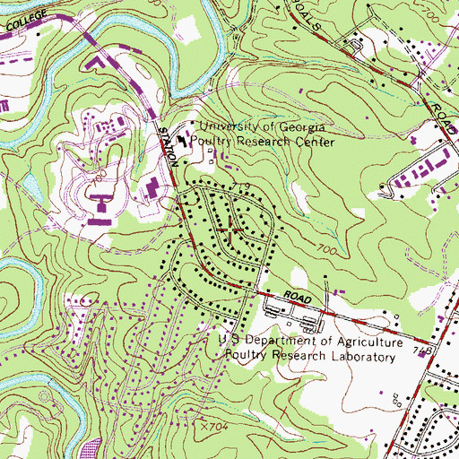 Topographic Map of University Heights, GA