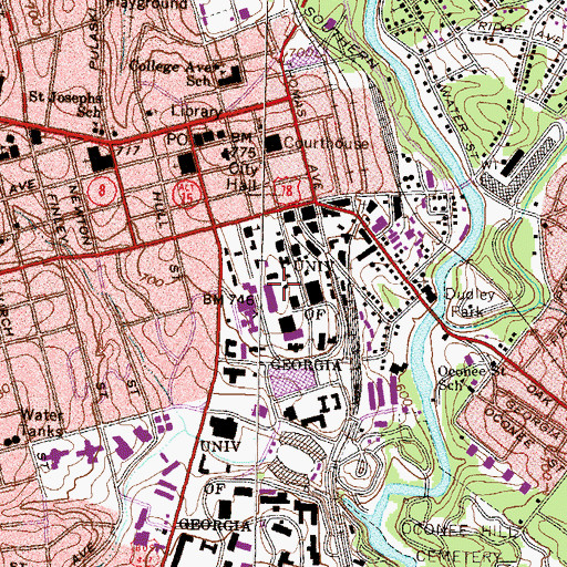 Topographic Map of Waddel Hall, GA