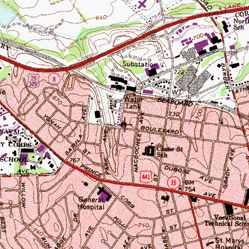 Topographic Map of West End Baptist Church, GA