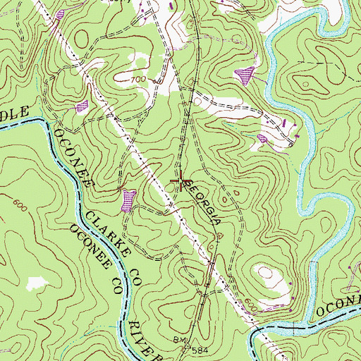 Topographic Map of Whitehall Forest, GA