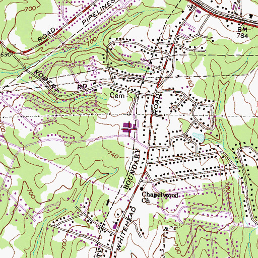 Topographic Map of Whitehead Road Elementary School, GA