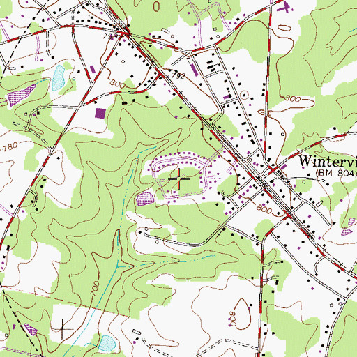 Topographic Map of Winter Hills, GA