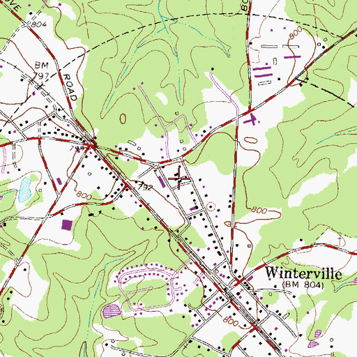 Topographic Map of Winterville High School (historical), GA
