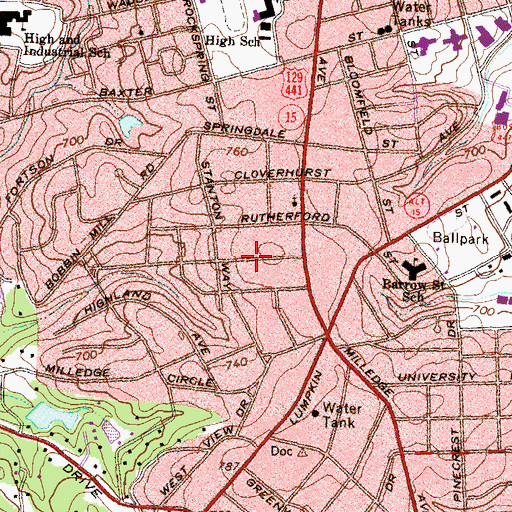 Topographic Map of Woodlawn Historic District, GA