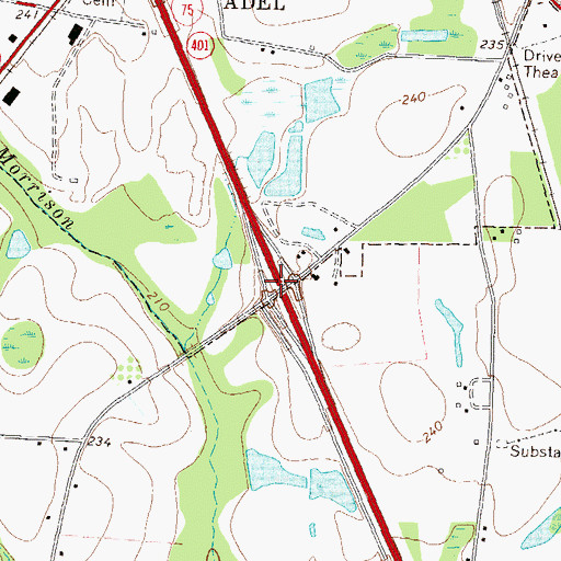 Topographic Map of Exit 9, GA