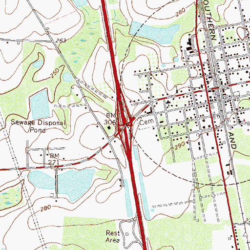 Topographic Map of Exit 13, GA