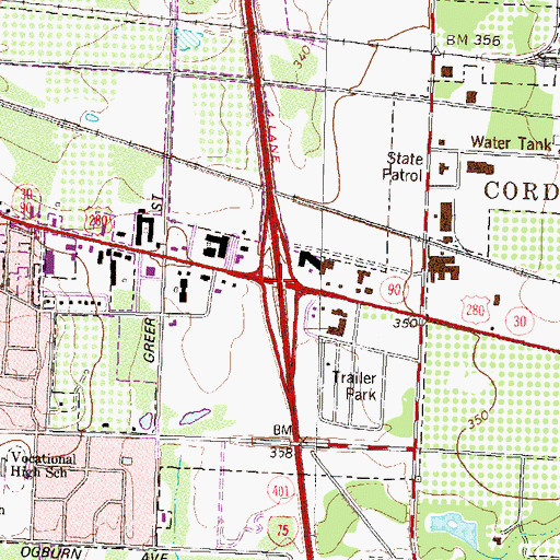 Topographic Map of Exit 33, GA