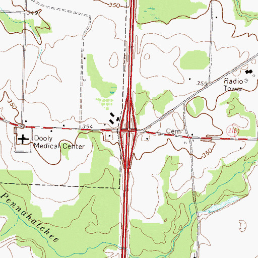 Topographic Map of Exit 36, GA