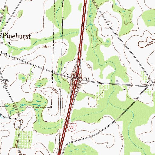 Topographic Map of Exit 38, GA