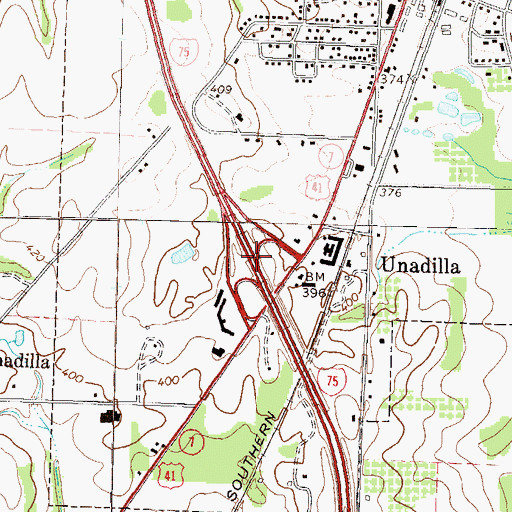 Topographic Map of Exit 39, GA