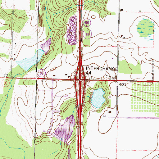Topographic Map of Exit 44, GA