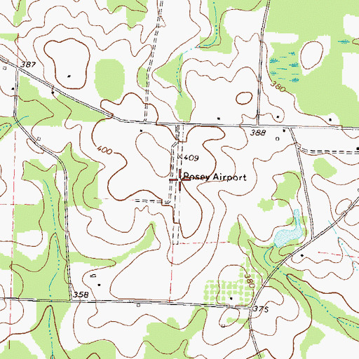 Topographic Map of Posey Airport (historical), GA