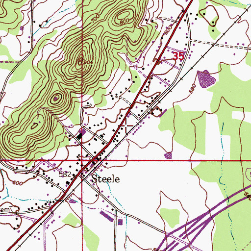 Topographic Map of Steele Post Office, AL