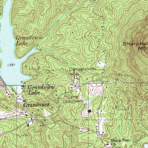 Topographic Map of Burnt Mountain Baptist Assembly, GA