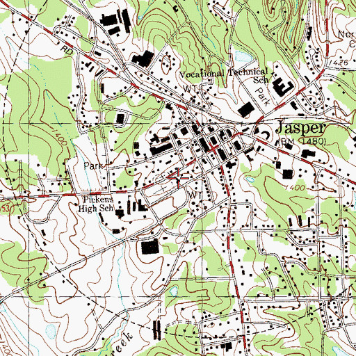 Topographic Map of Jasper Baptist Church, GA