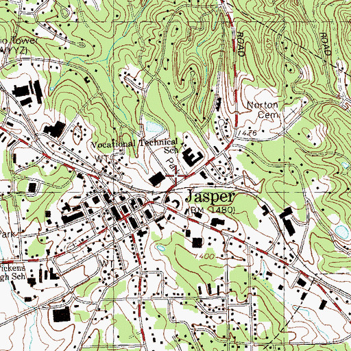 Topographic Map of Jasper City Park, GA
