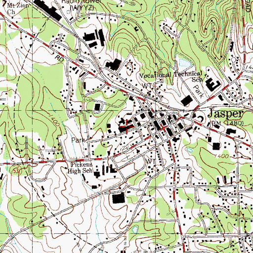 Topographic Map of Jasper Elementary School, GA