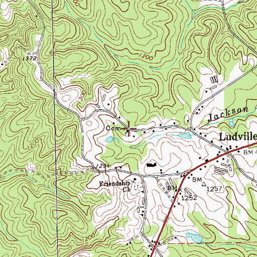 Topographic Map of Ludville Church, GA