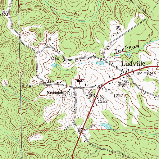 Topographic Map of Ludville High School (historical), GA