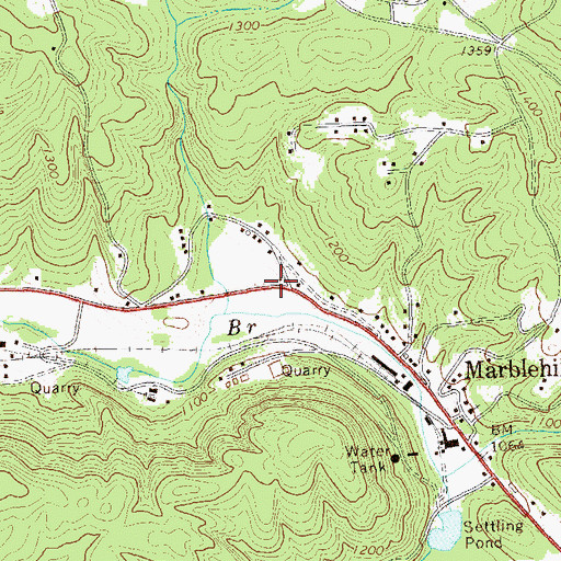 Topographic Map of Marble Hill Post Office, GA