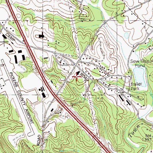 Topographic Map of Pickens County Jail, GA