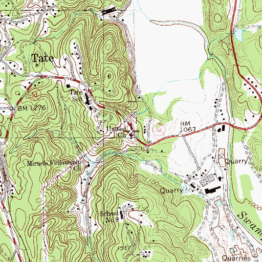 Topographic Map of Tate Methodist Church, GA