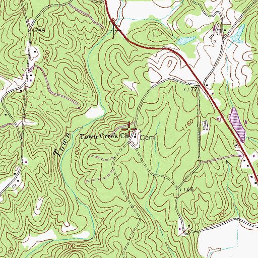 Topographic Map of Town Creek School (historical), GA