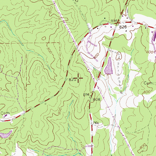 Topographic Map of Boozer Chapel (historical), GA