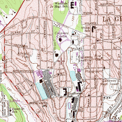 Topographic Map of Callaway Park, GA