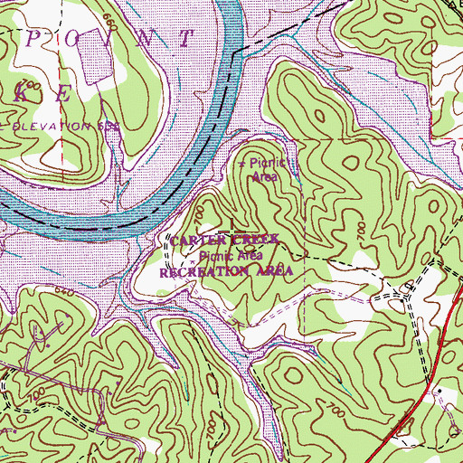Topographic Map of Carter Creek Recreational Area, GA