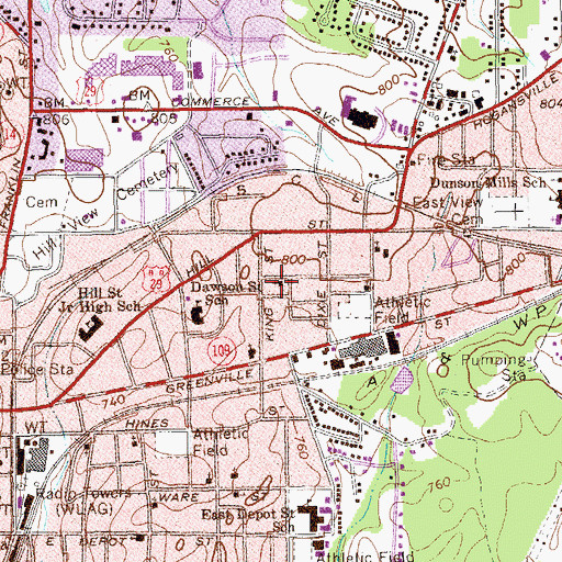 Topographic Map of Church of God, GA