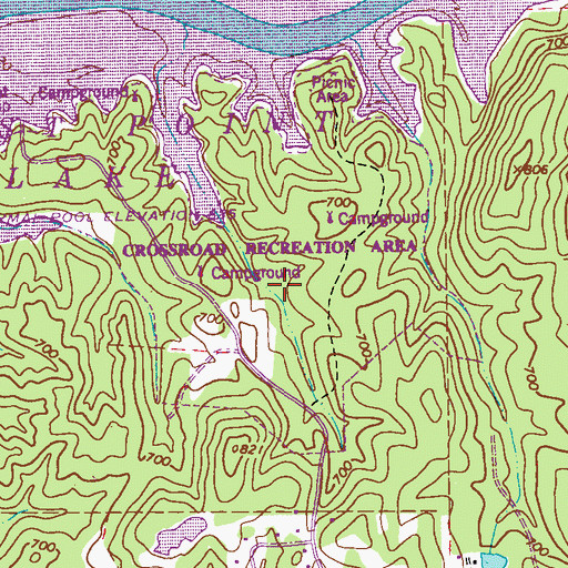 Topographic Map of Crossroad Recreation Area, GA
