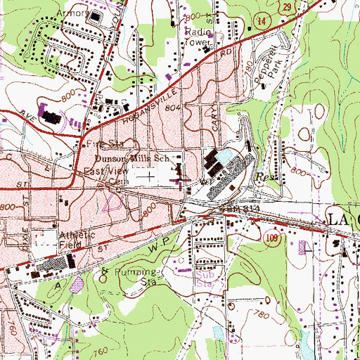 Topographic Map of Dunson Baptist Church, GA