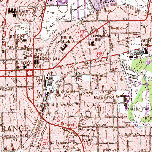 Topographic Map of East La Grange Baptist Church, GA