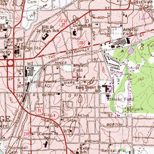 Topographic Map of East La Grange Christian Church, GA