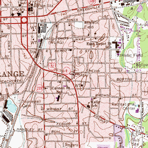 Topographic Map of Ethel W Kight Library, GA