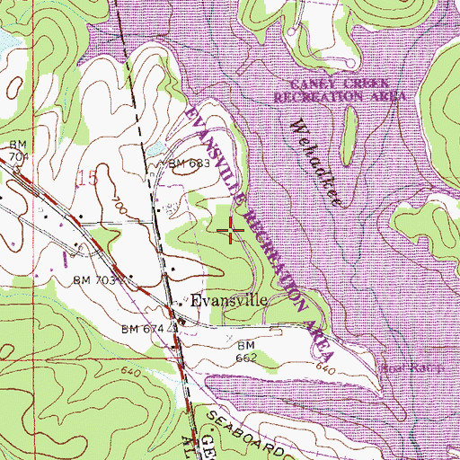 Topographic Map of Evansville Recreation Area, GA