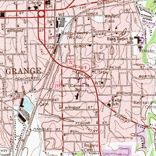 Topographic Map of First Baptist Church, GA