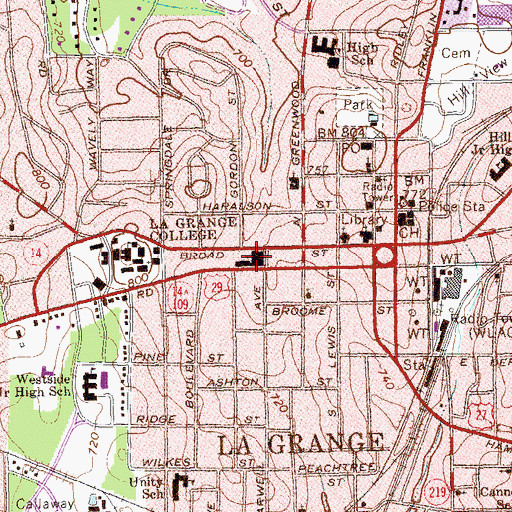 Topographic Map of First Methodist Church, GA