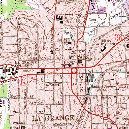 Topographic Map of First Presbyterian Church, GA