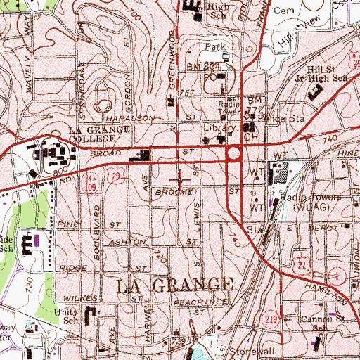 Topographic Map of First Primitive Baptist Church, GA
