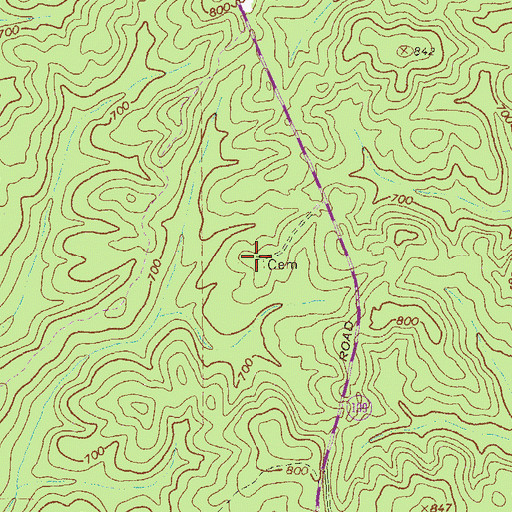 Topographic Map of Freeman Cemetery, GA