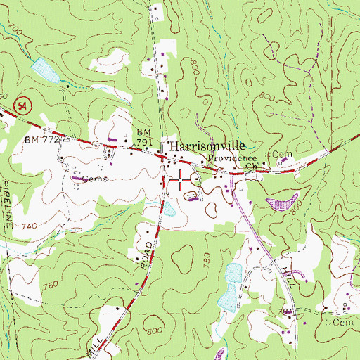 Topographic Map of Hammett Acres, GA