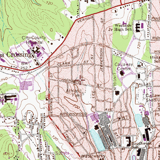 Topographic Map of Jackson Street Holiness Church, GA