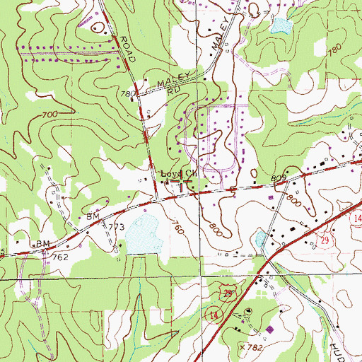 Topographic Map of Loyd Chapel Cemetery, GA