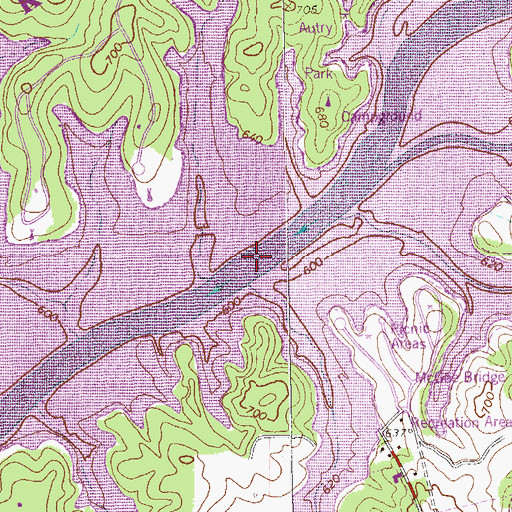 Topographic Map of McGee Bridge (historical), GA